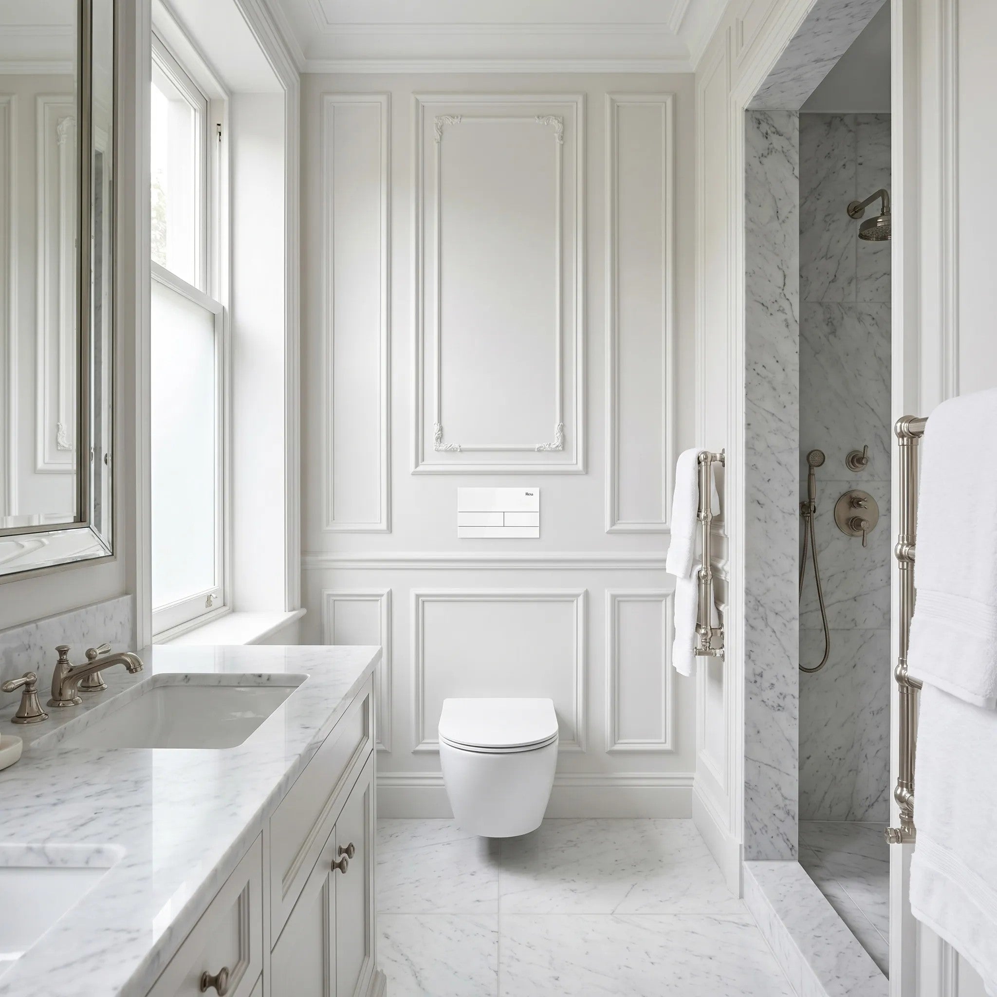 Beépíthető WC Tartókeret Szett Slim 024N T White Glass Nyomólappal 7