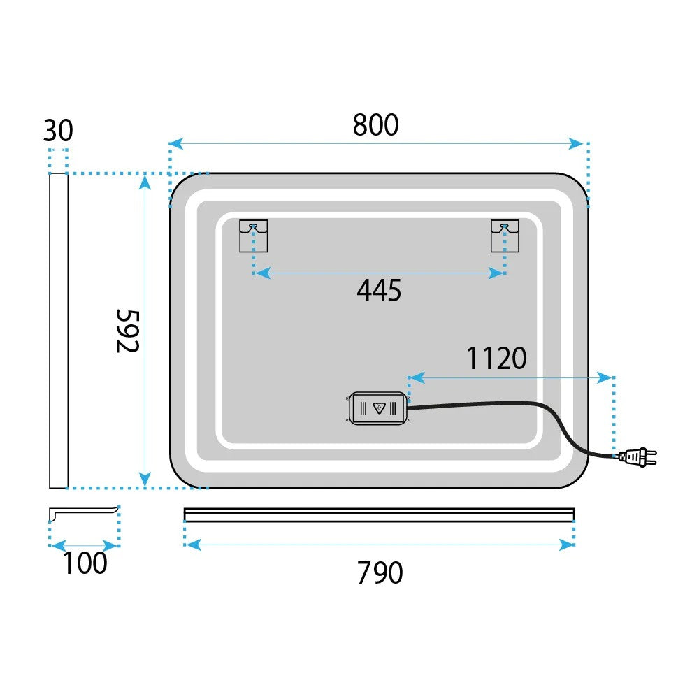 LED Fali Tükör Polccal 80x60 Cm L-8060 7