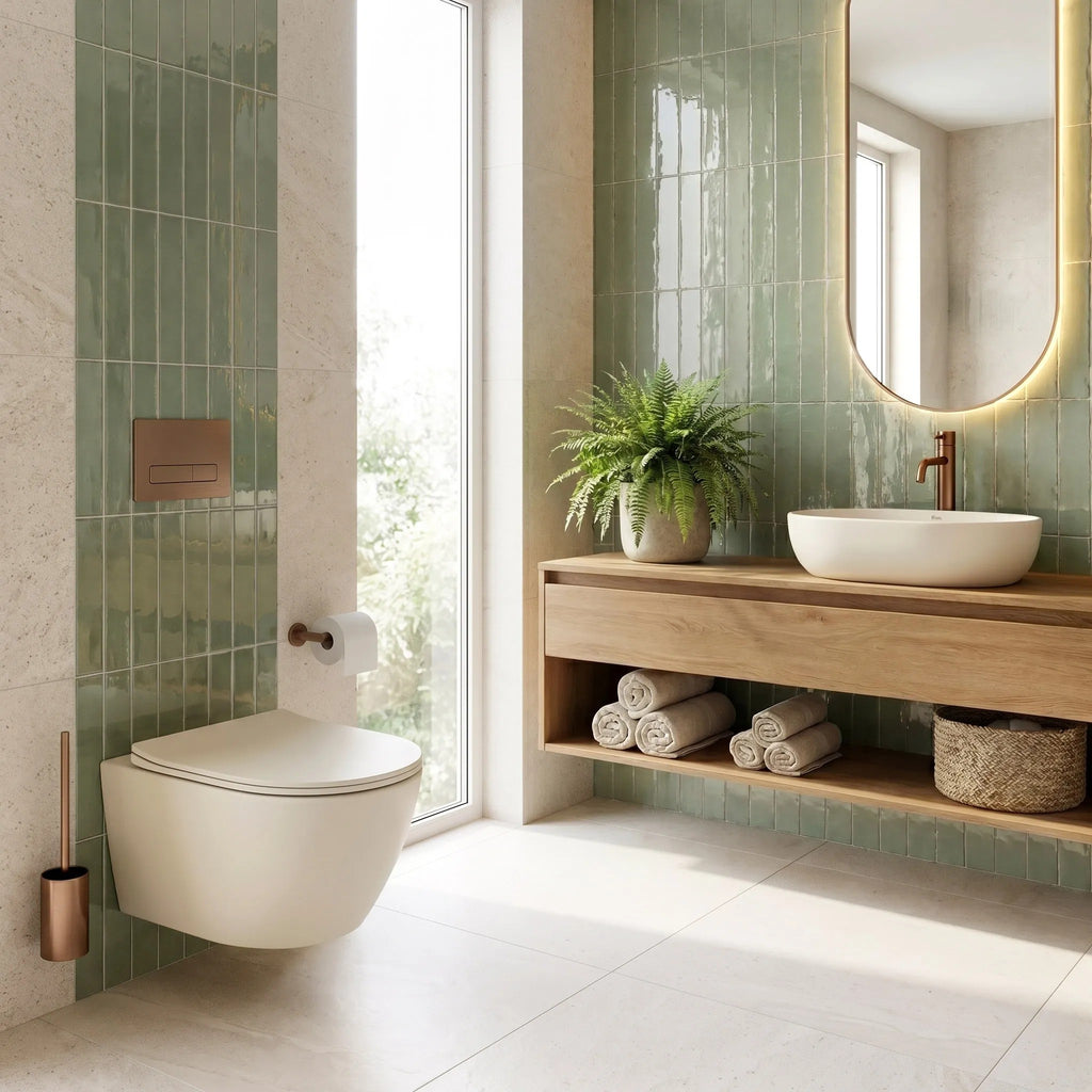 Focus Fali WC Csésze Szett + Pultra Szerelhető Mosdó Rea Focus Creme 7