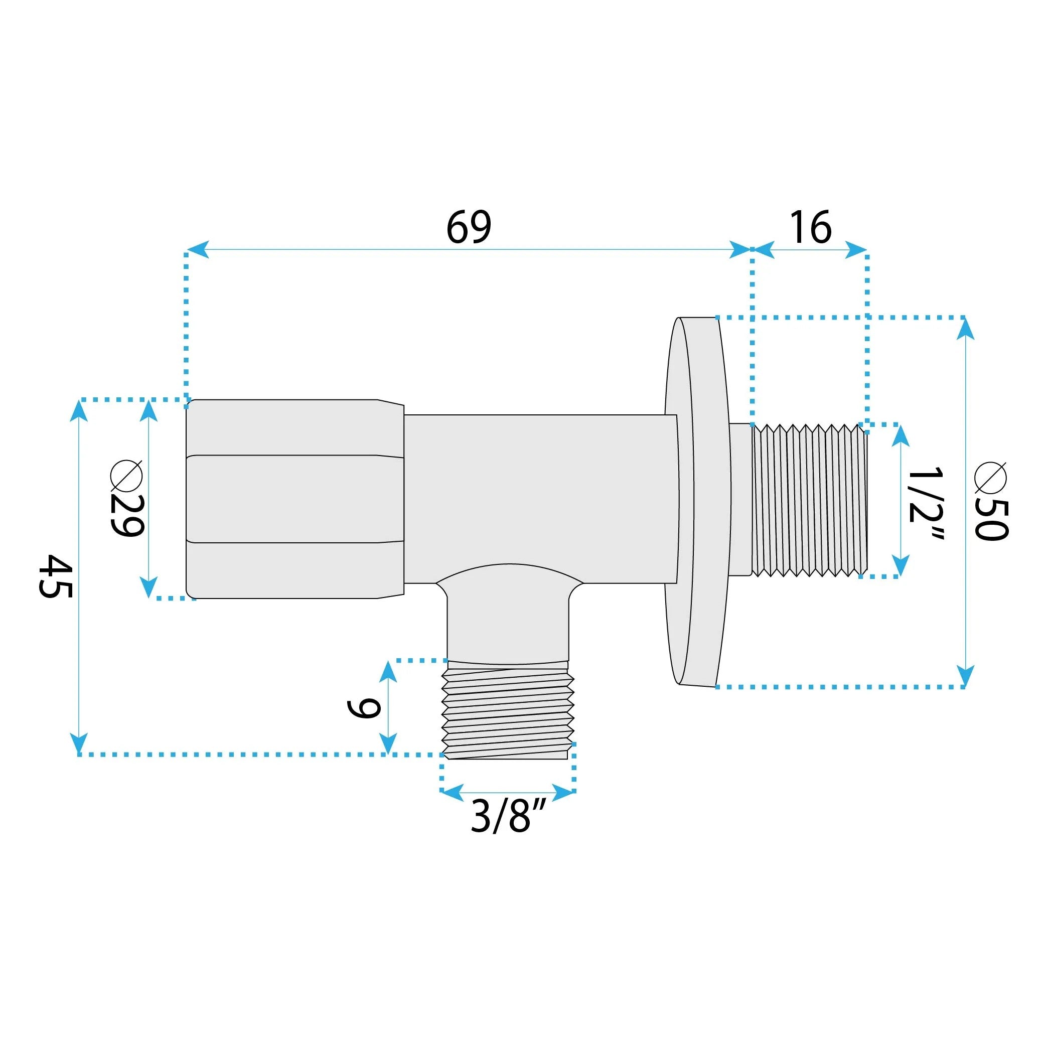 Sarokszelep 02 1/2" X 3/8" Chrome 7