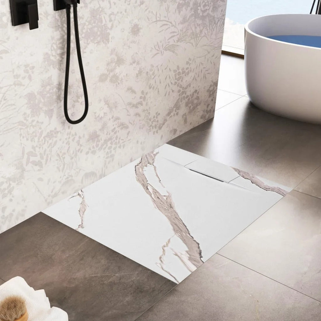 Zuhanytálca Bazalt CARRARA WHITE 90x90 7