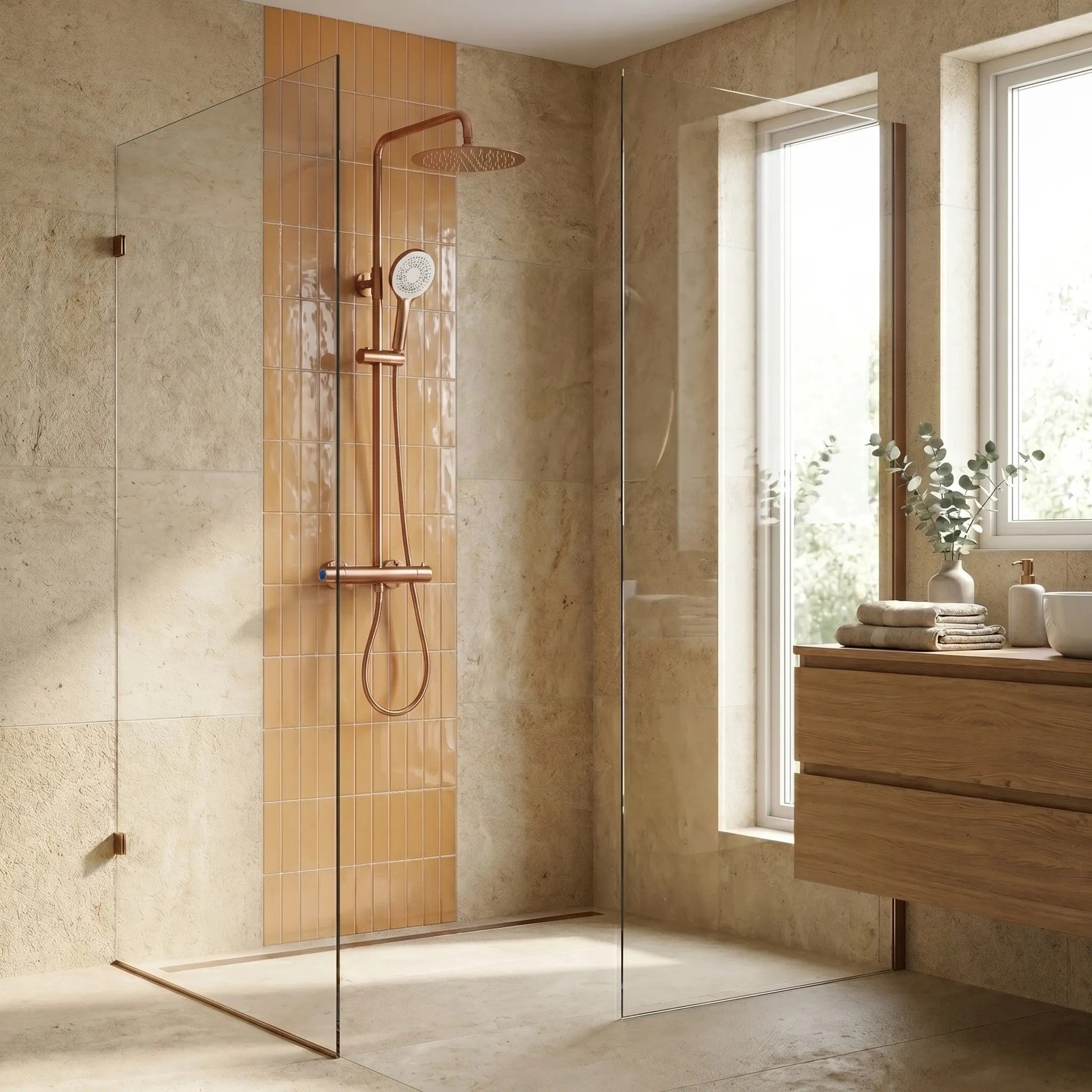 Termosztátos Zuhanyszett Drop Brush Copper 7