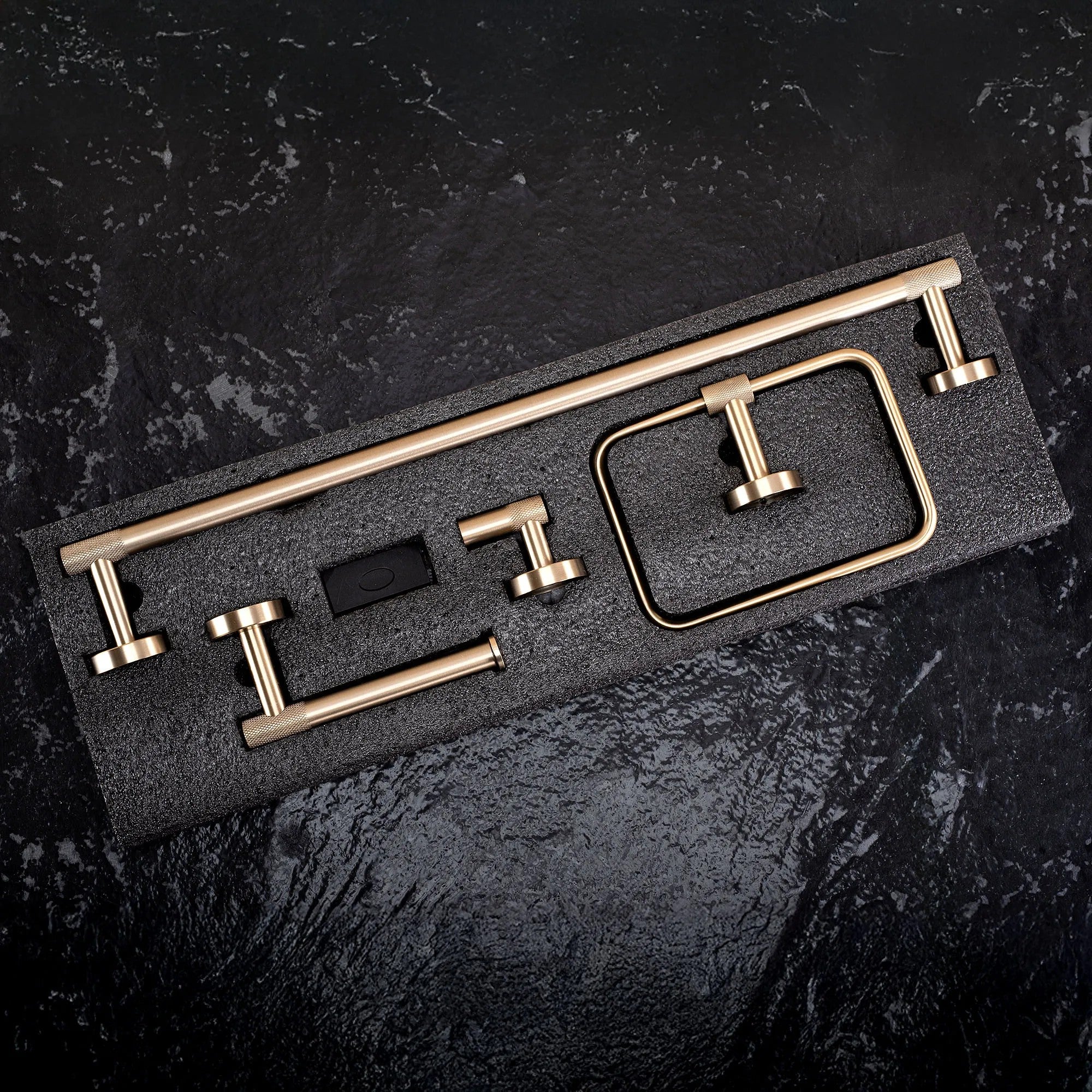 Fürdőszobai Kiegészítő Szett GRID Brush Gold 4 Darabos 7