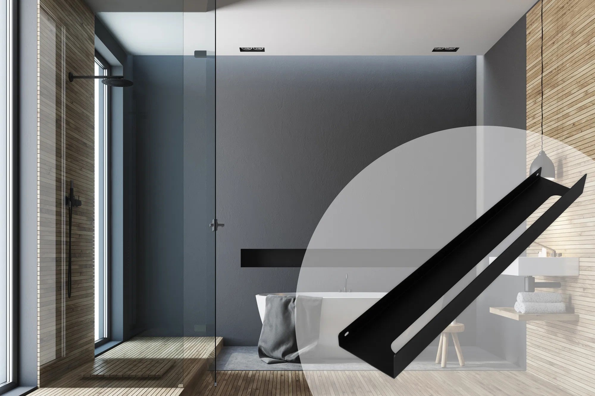 Fürdőszobai Polc SF02 60cm Black Matt 7