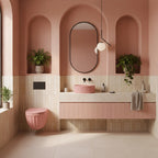 Szett: Fali WC Csésze + Pultra Szerelhető Mosdókagyló Rea Duo Sweet Pink Matt 7