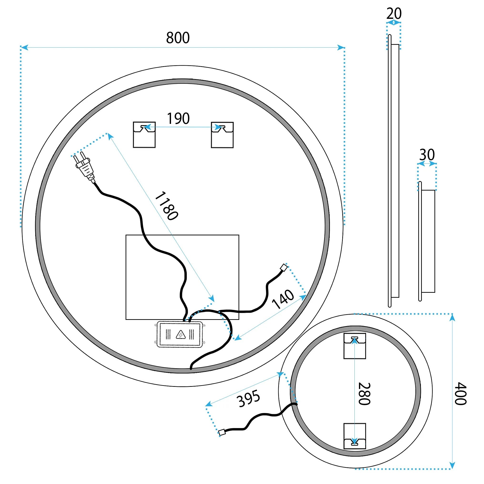 LED Tükör R-8040 80cm + 40cm 7