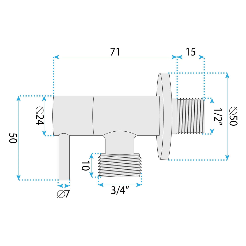 Sarokszelep 1/2" X 3/4" Chrome 7