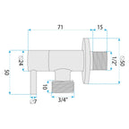 Sarokszelep 1/2" X 3/4" Chrome 7