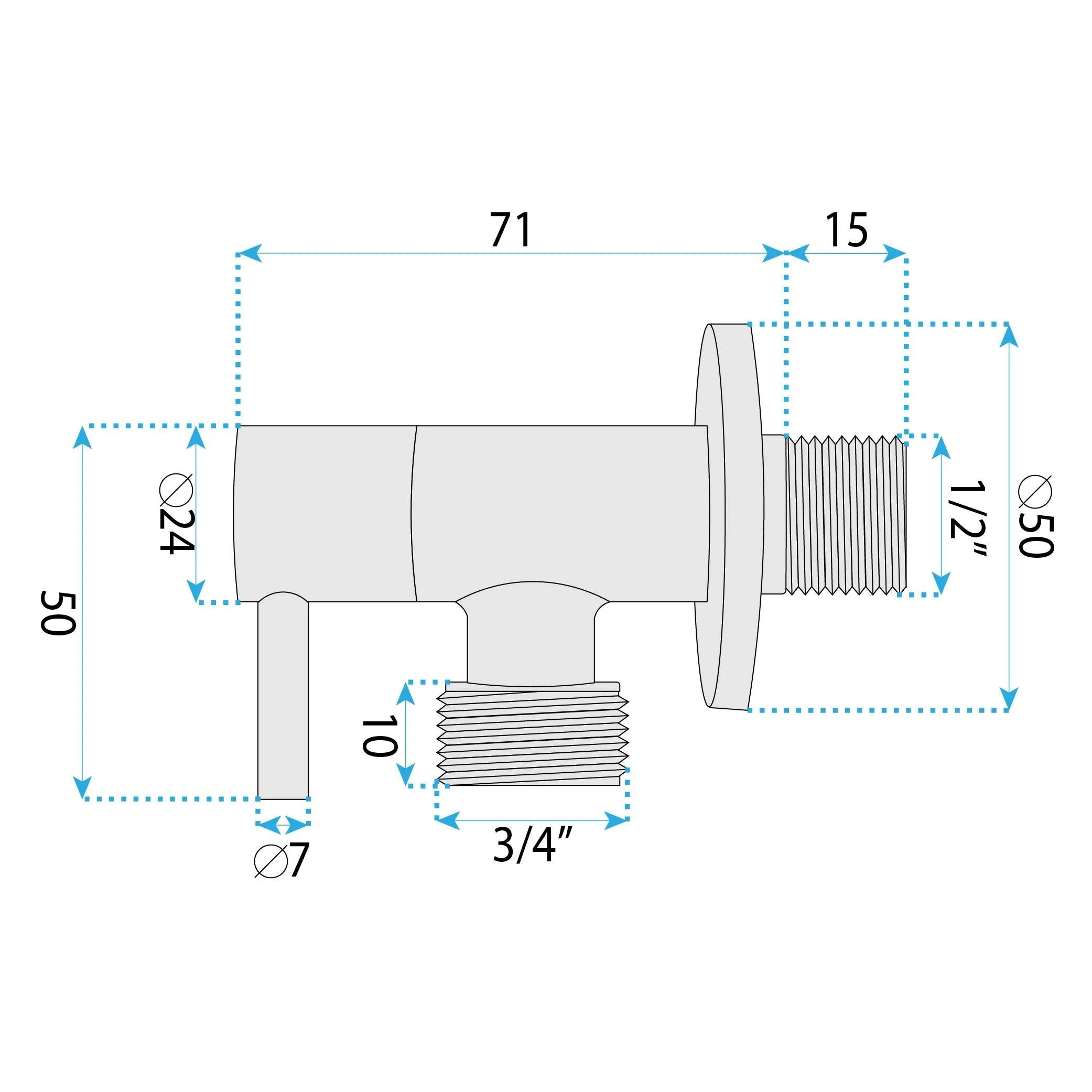 Sarokszelep 1/2" X 3/4" Chrome 7