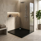 Akril Zuhanytálca Rea Savoy Black 80x80 Króm Fedél 7