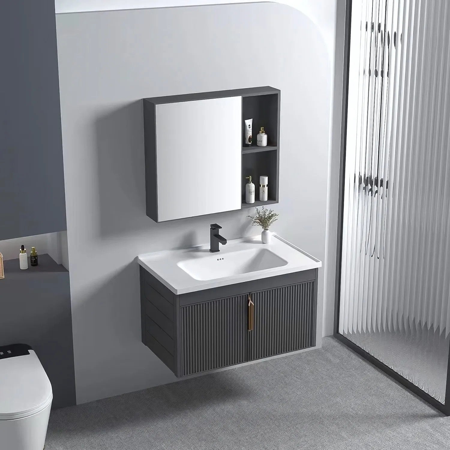 Fürdőszobabútor Szett Mosdóval Astor 60cm Grey 7