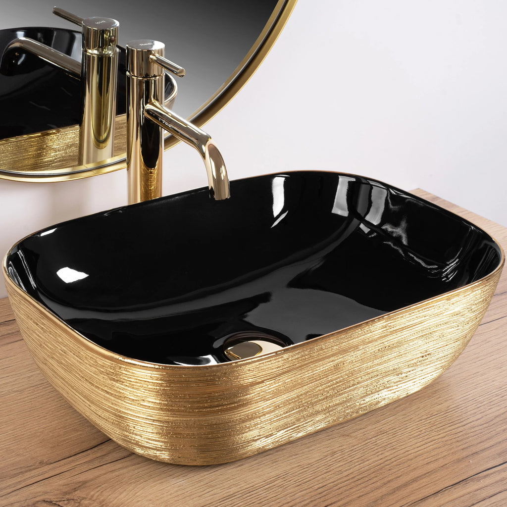 Pultos Mosdókagyló Rea Belinda BLACK BRUSH GOLD 7