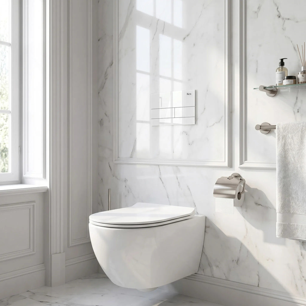Beépíthető WC Tartókeret Szett Slim 024N T White Glass Nyomólappal 8