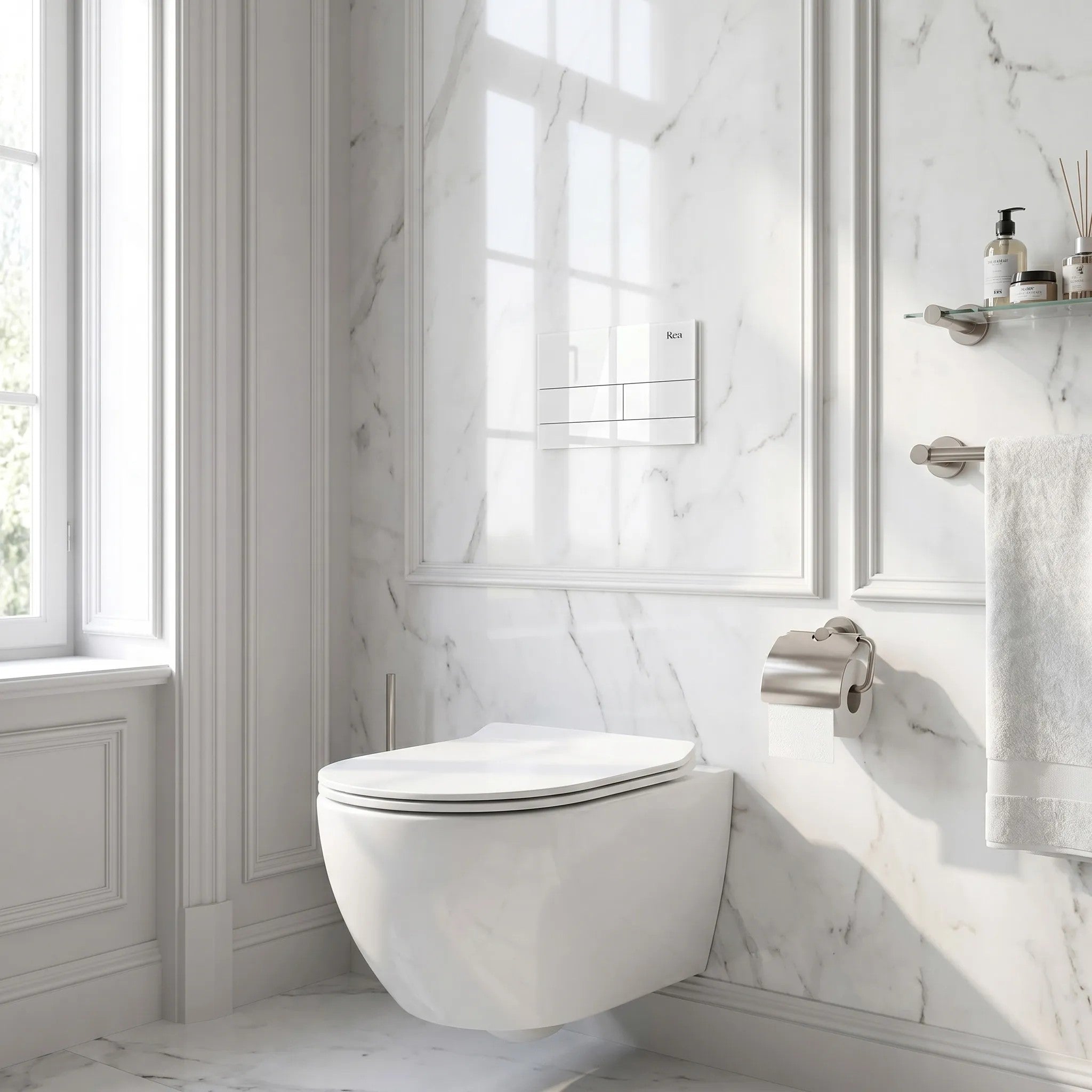 Beépíthető WC Tartókeret Szett Slim 024N T White Glass Nyomólappal 8