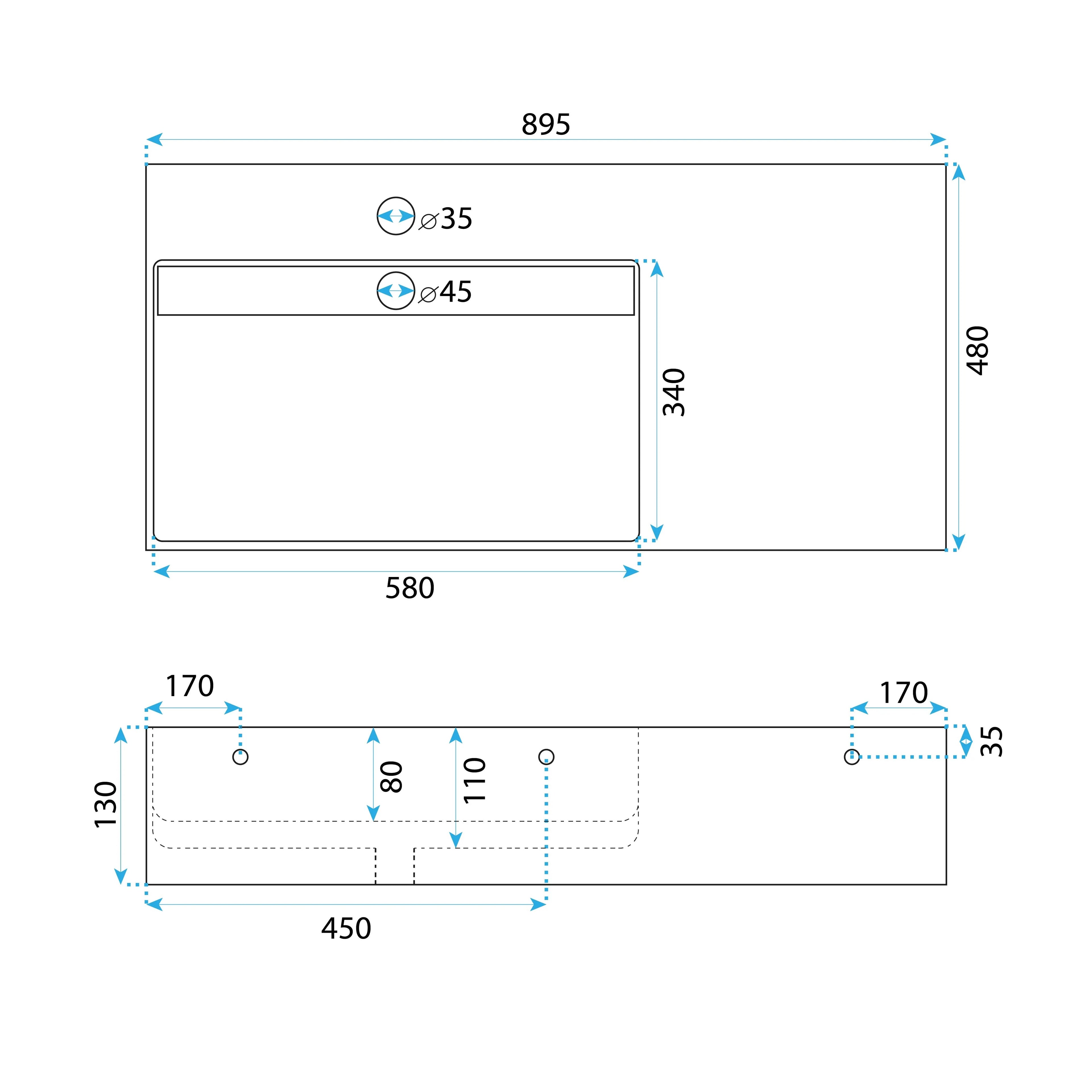 Konglomerátum Mosdó Archi 90 CM Grey MATT 8