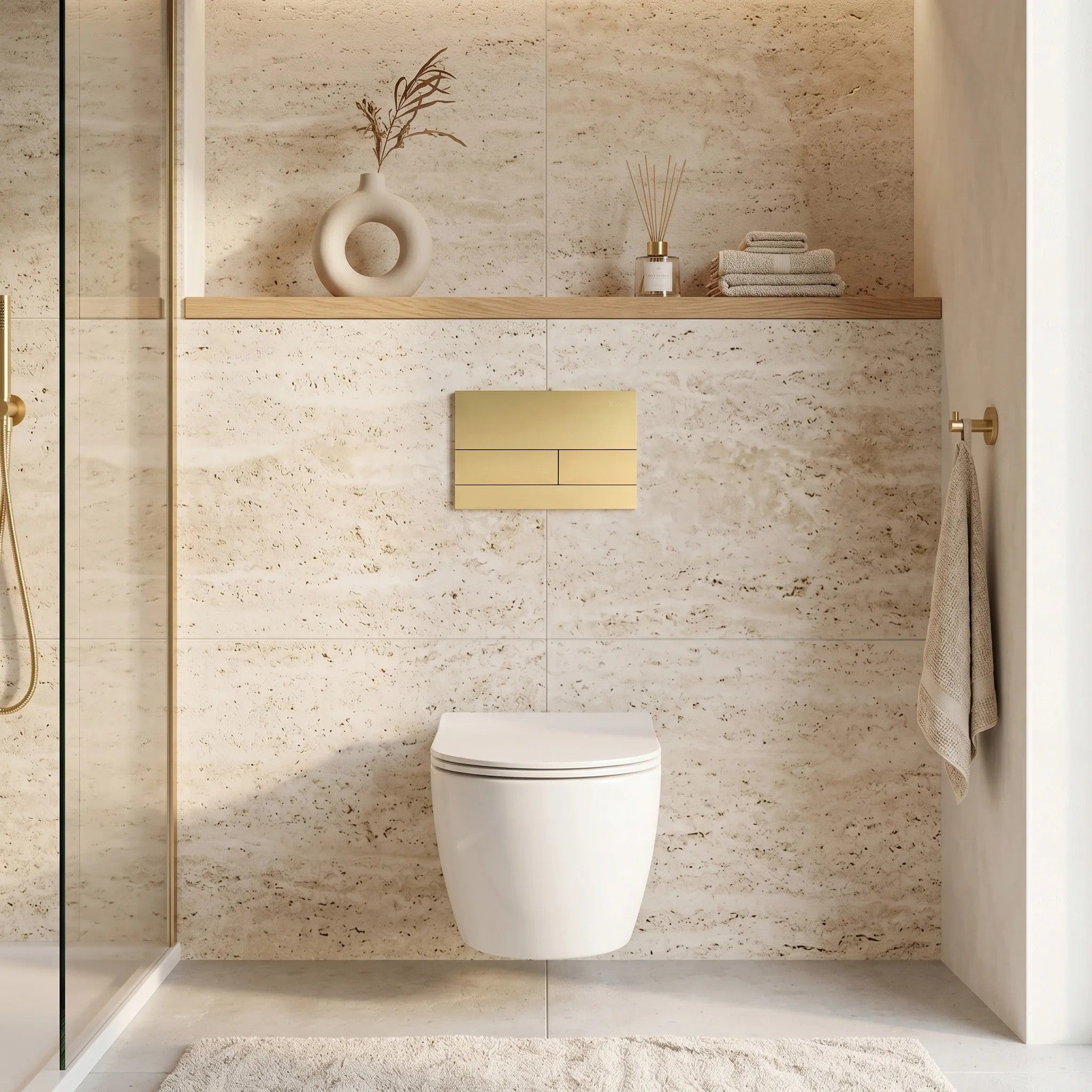 Beépíthető WC Tartókeret Szett Slim 024N T Brush Gold Nyomólappal 8