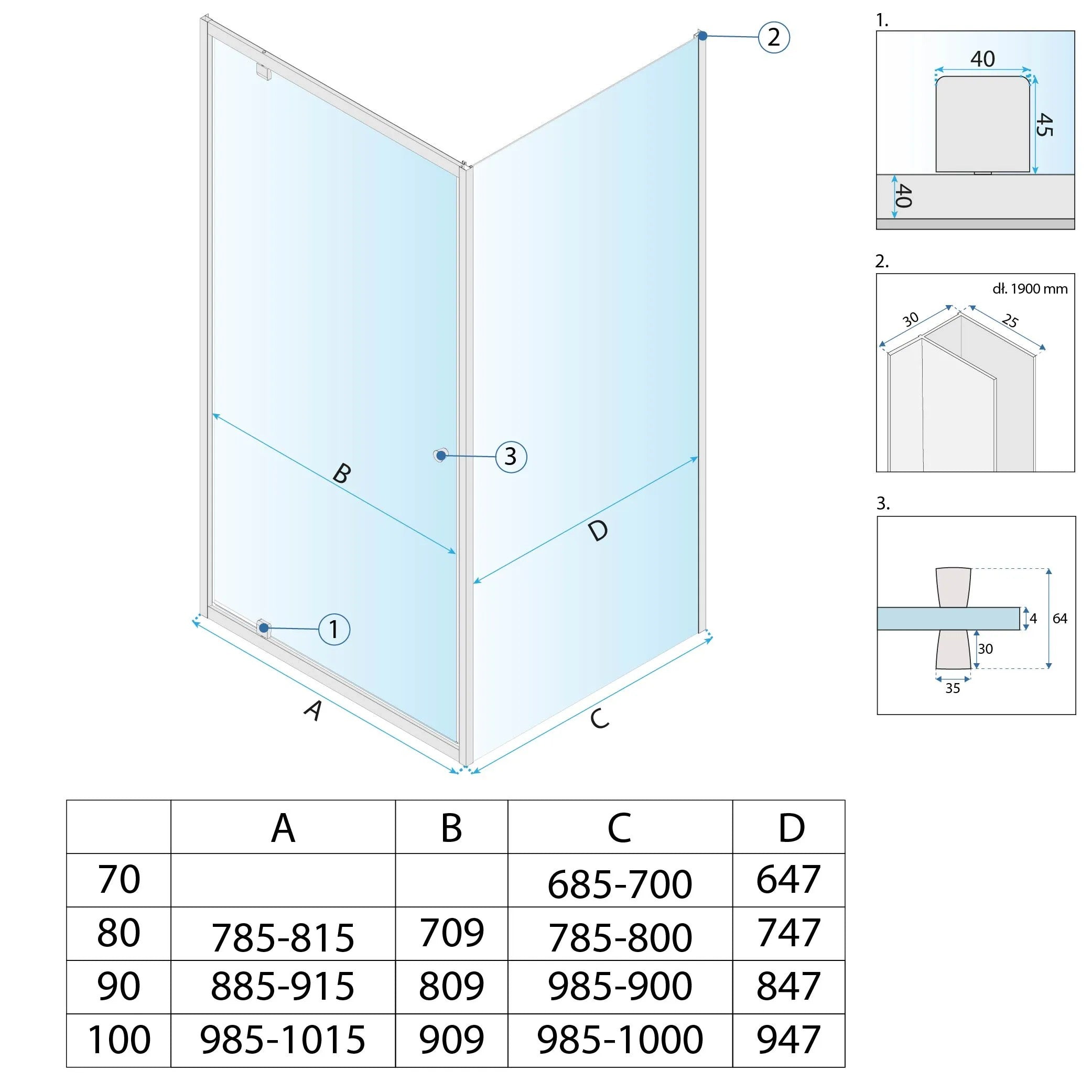 Zuhanykabin Rea Primo Swing 100x80 Chrome 8