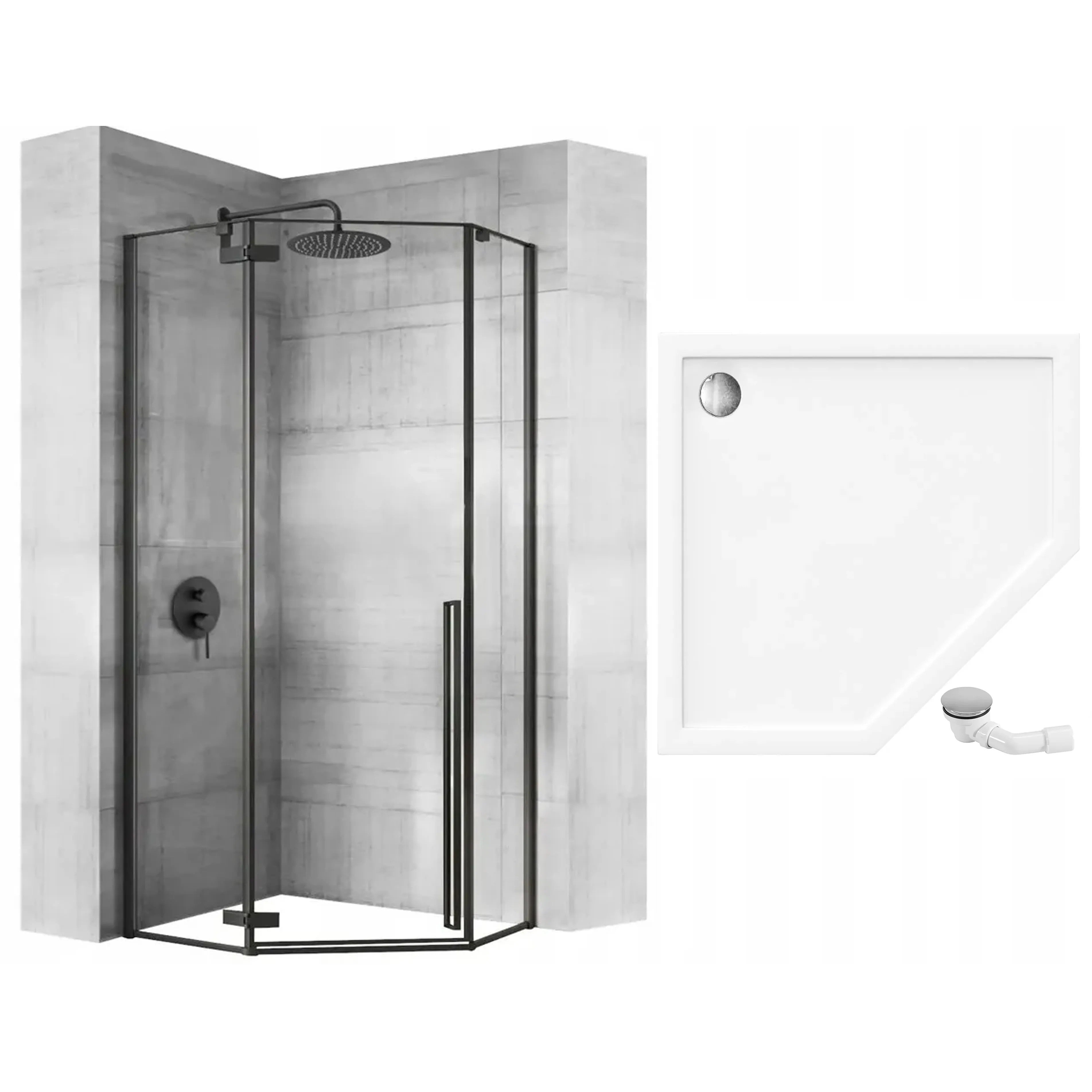 Zuhanykabin Rea DIAMOND Black MAT 90x90 Fekete Diamond Zuhanytálcával 8
