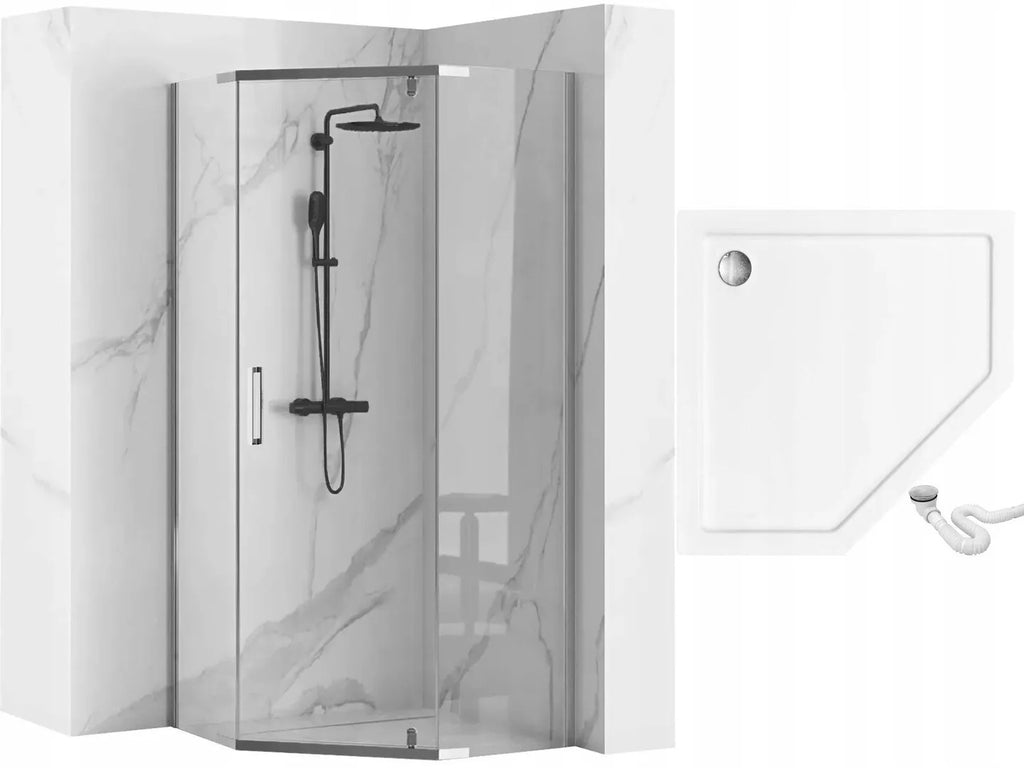Zuhanykabin AXIN Chrom 90x90 Fekete Diamond Zuhanytálcával 8