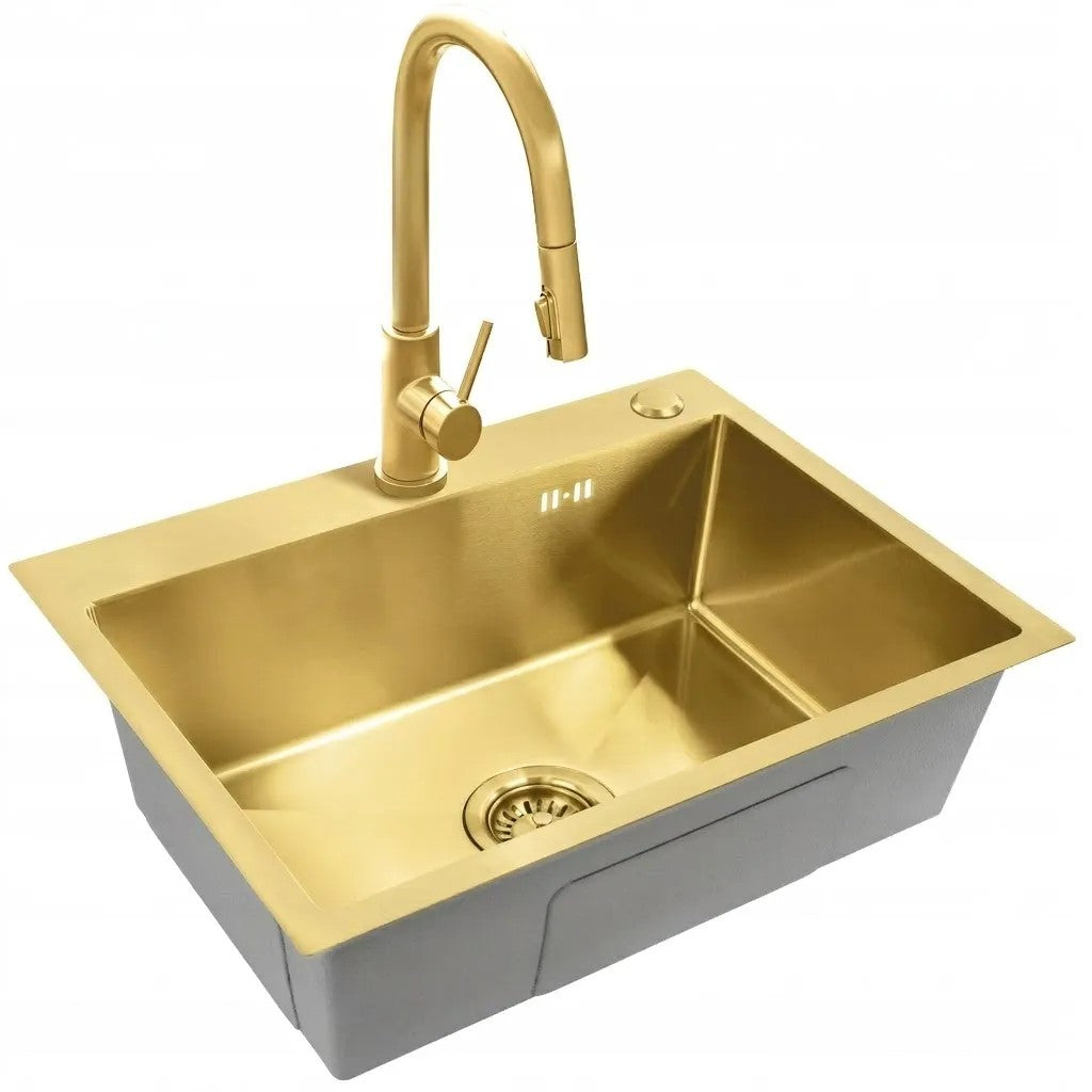 Acél Mosogatótálca Liam BRUSH GOLD Konyhai Csaptelep Nélkül 8