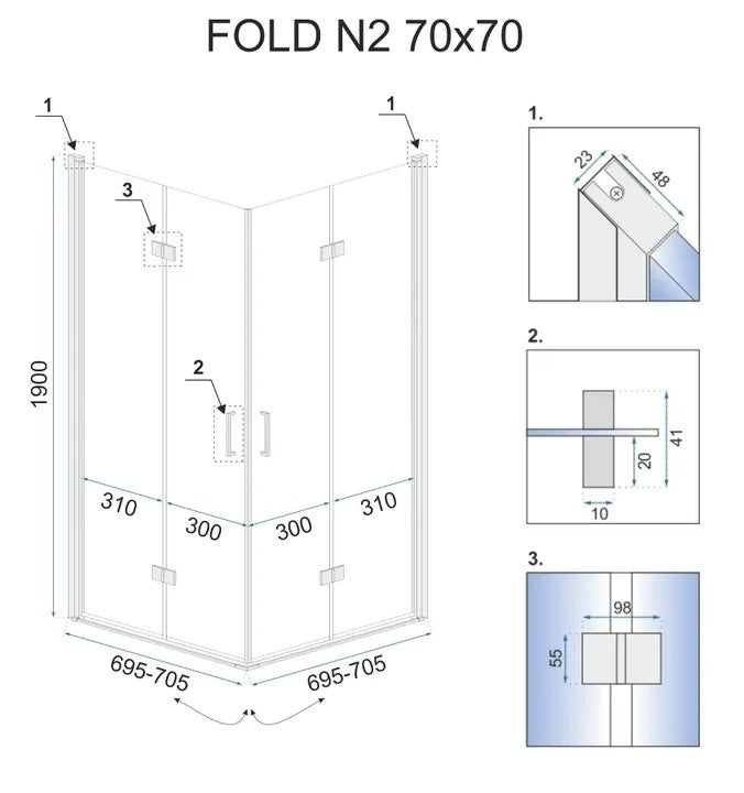 Összecsukható Zuhanykabin Rea Fold N2 90 X 90 Cm 8
