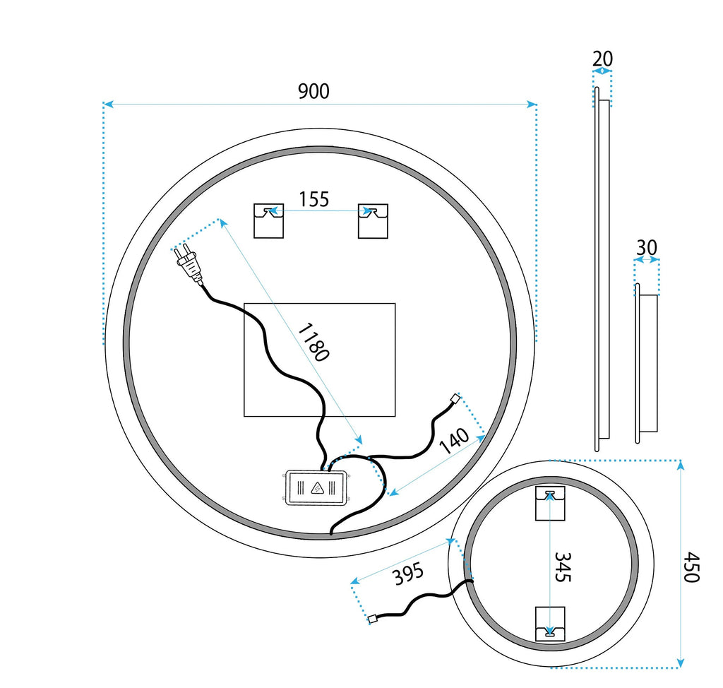 LED Tükör R-9045 90cm + 45cm 9