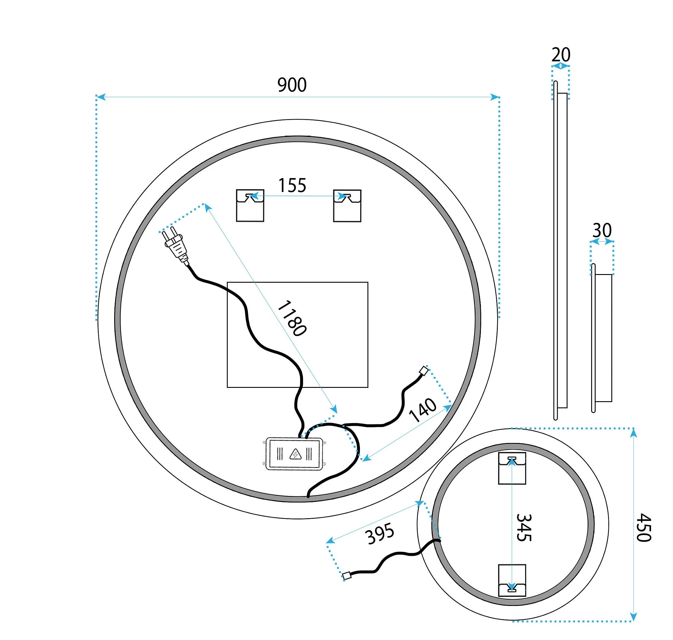 LED Tükör R-9045 90cm + 45cm 9