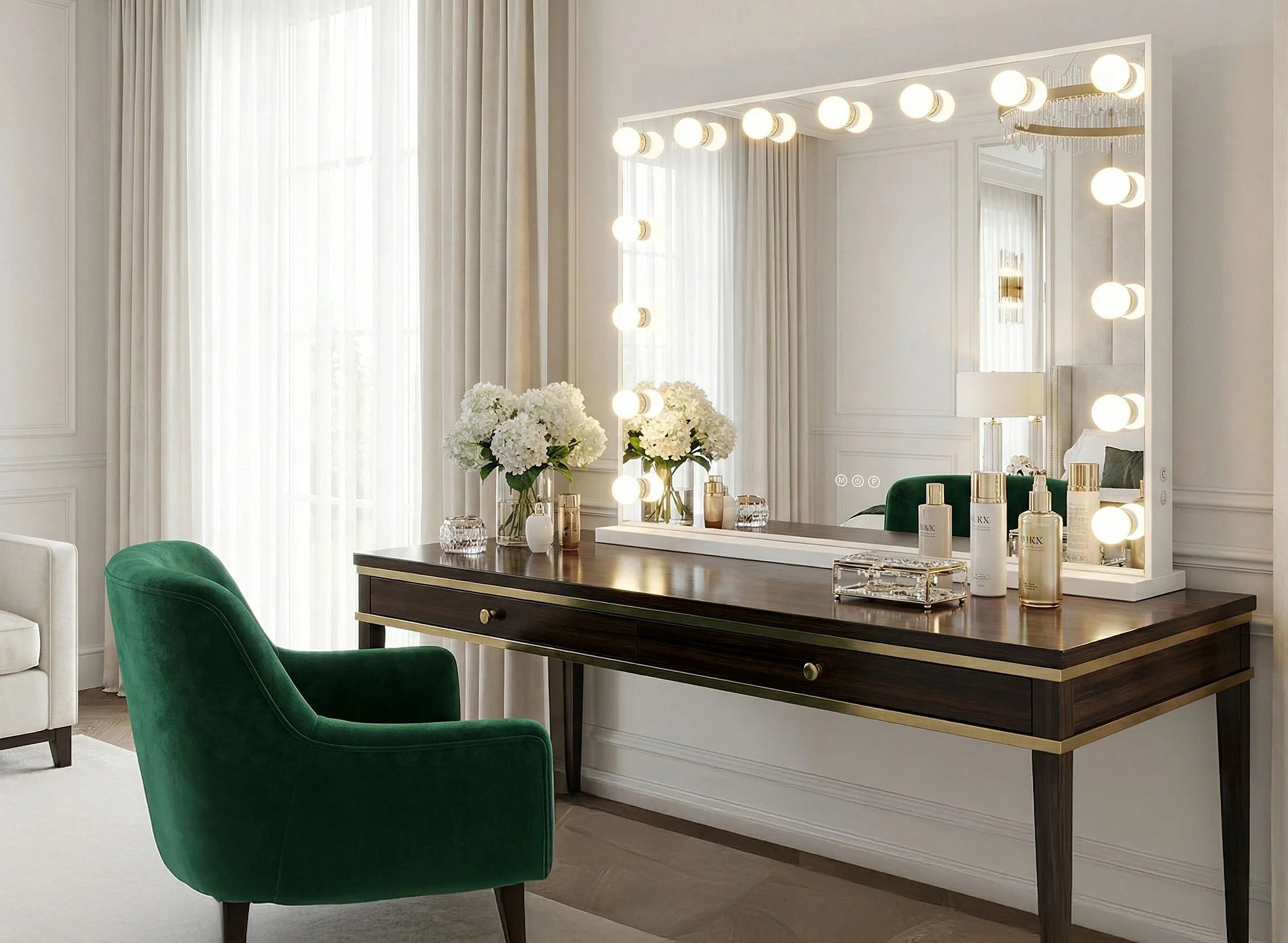 LED Tükör HOLLYWOOD White 80x60 9
