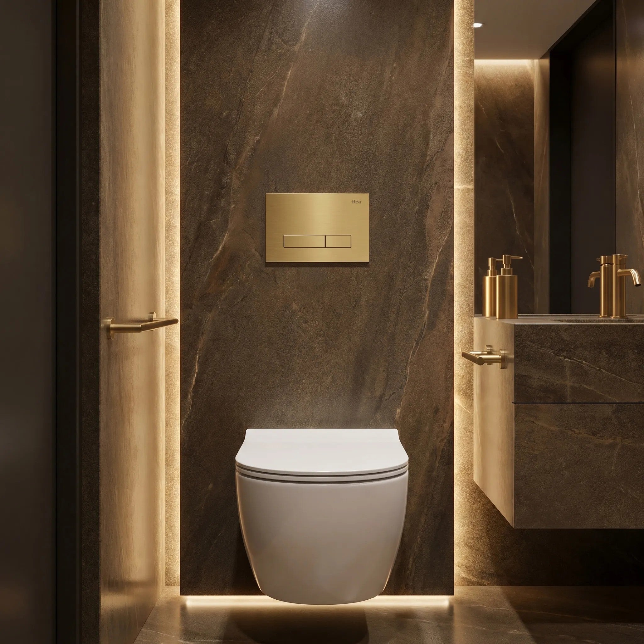 Beépíthető WC Tartókeret Szett Slim 024N HD Gold Nyomólappal 9