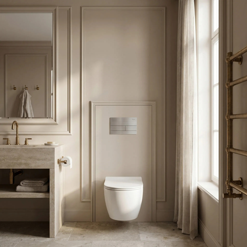 Beépíthető WC Tartókeret Szett Slim 024N T Brush Steel Nyomólappal 9