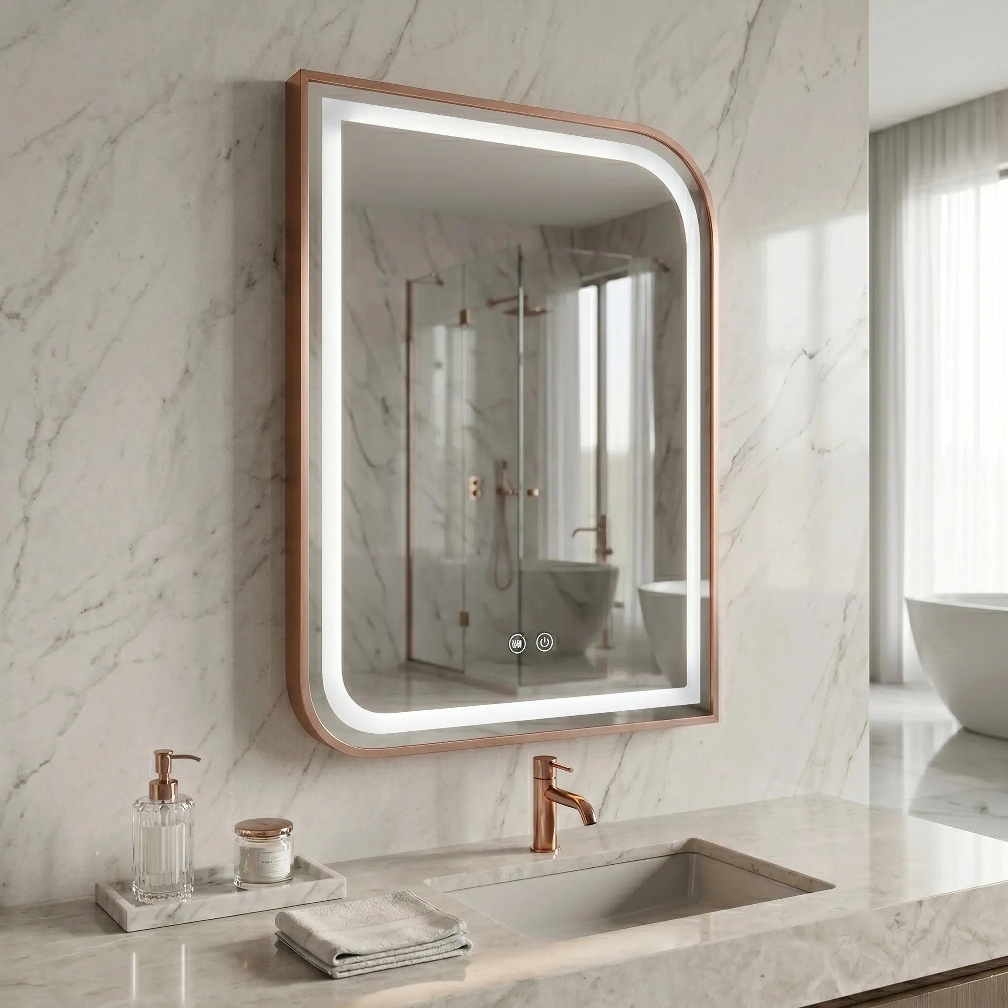 LED Tükör ZONE 70x50 BRUSH ROSE GOLD 9
