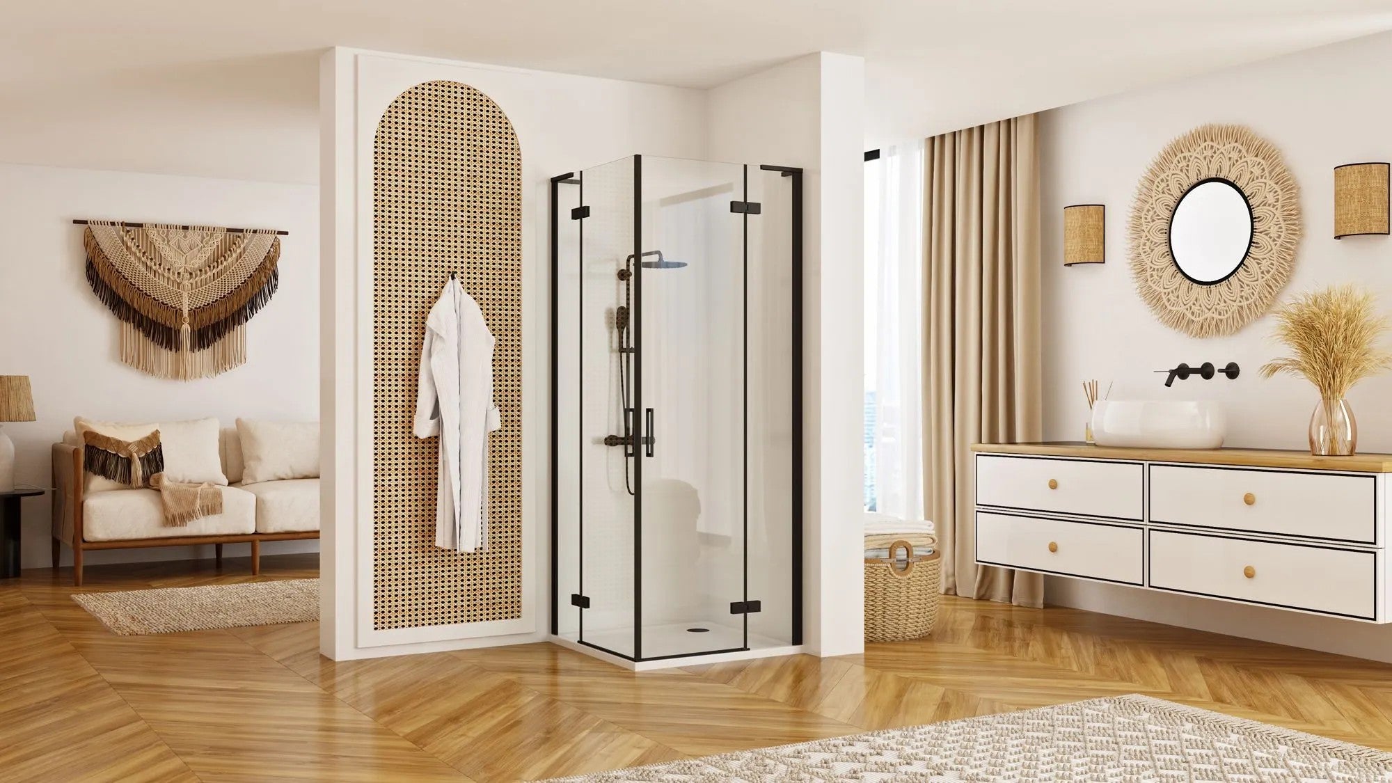 Zuhanykabin REA Hugo Double Black 80x80 9