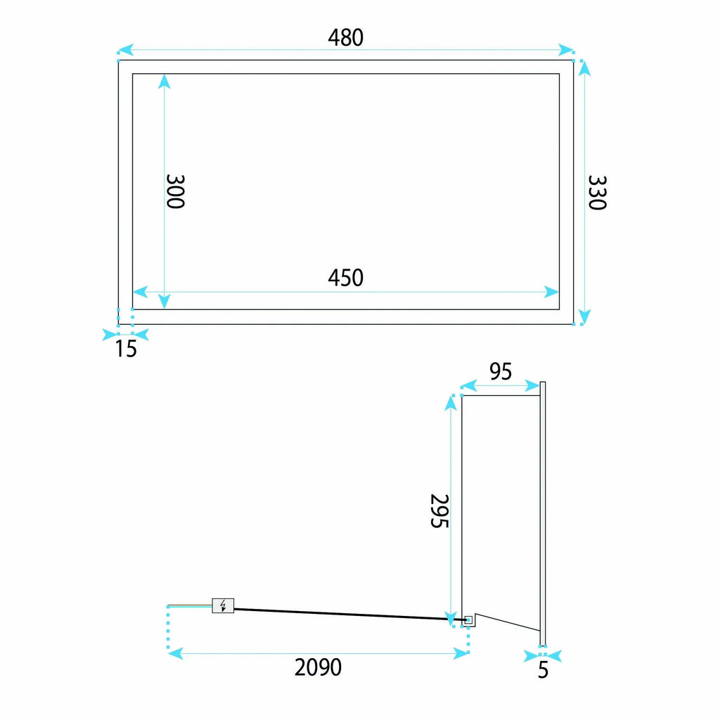 Süllyesztett Fürdőszobai Polc LED 30x45 Titan 9
