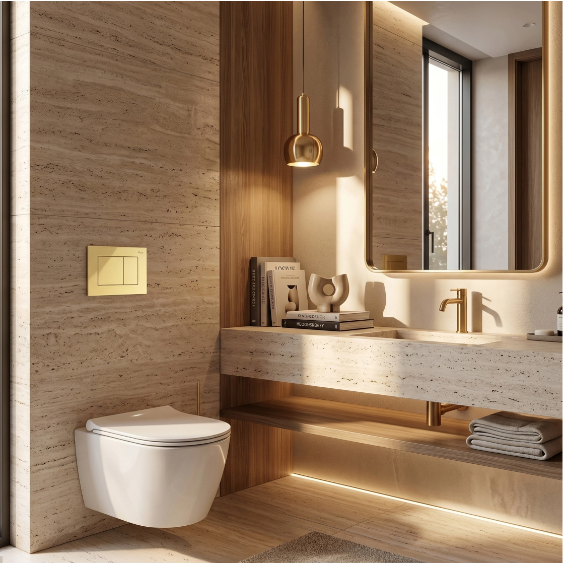 Beépíthető WC Tartókeret Szett Slim 024N J Gold Nyomólappal