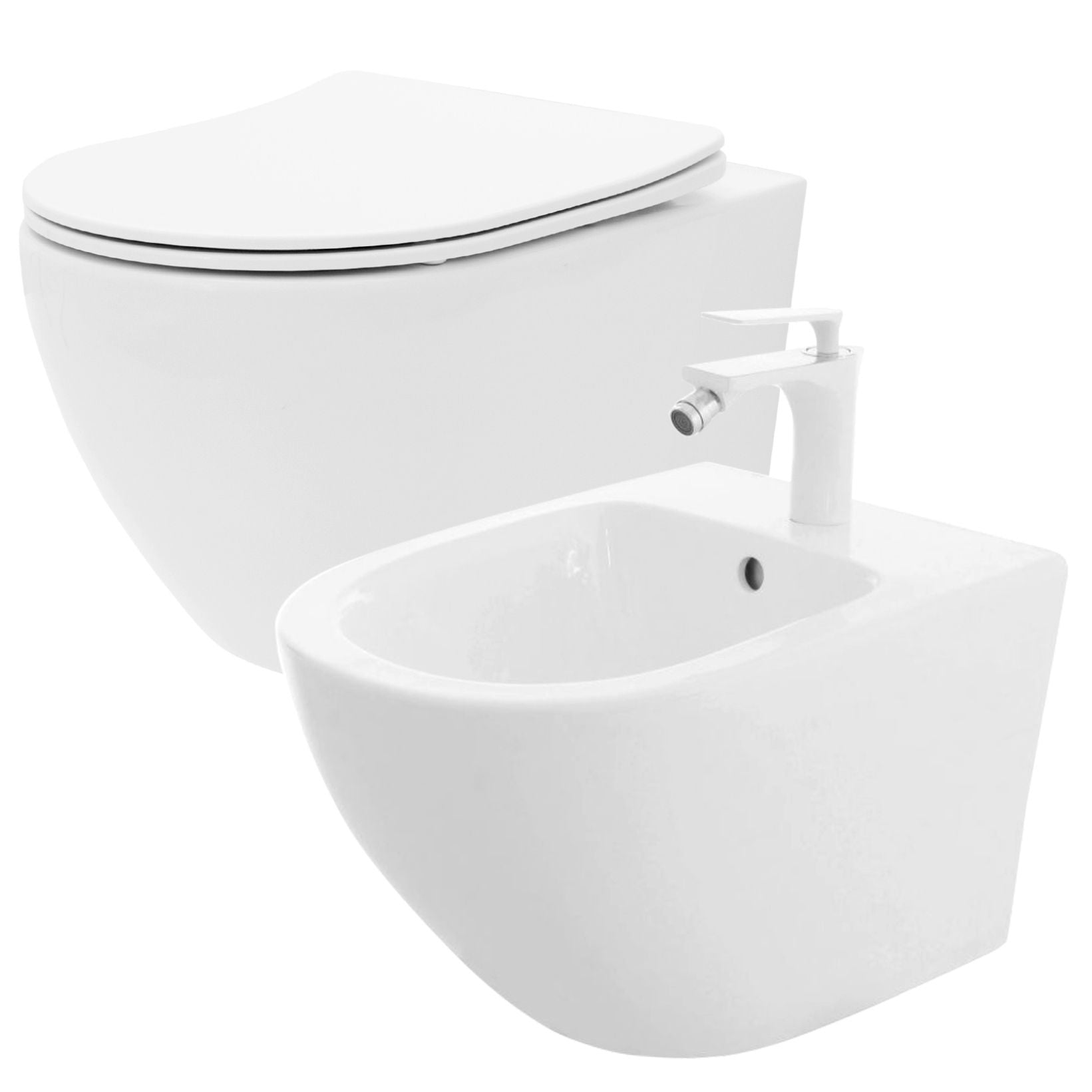 Wc Csésze Wc Carlo Flat Mini Rimless + Bidé Carlo Mini 1
