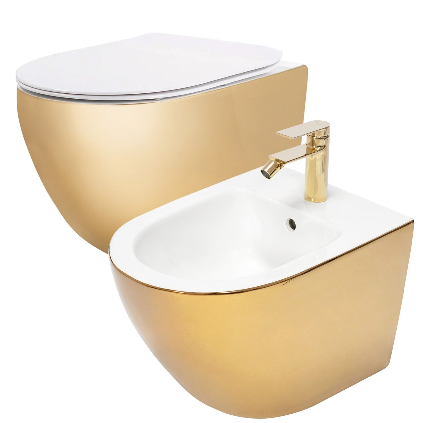 Wc Csésze Carlo Flat + Bidé Carlo Mini Gold/white Készlet 1