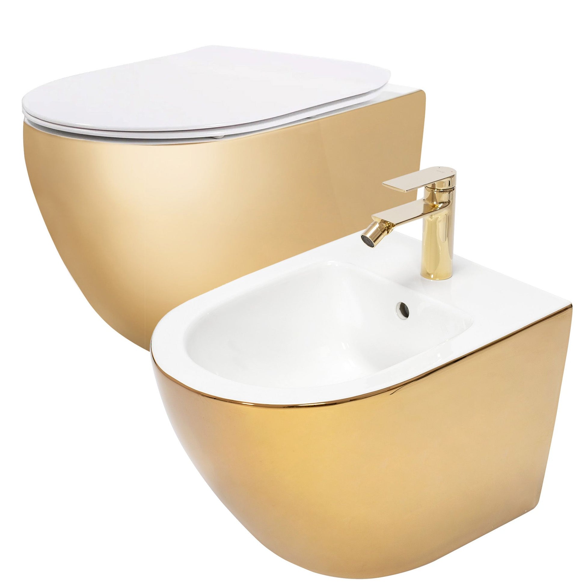 Wc Csésze Carlo Flat + Bidé Carlo Mini Gold/white Készlet 1
