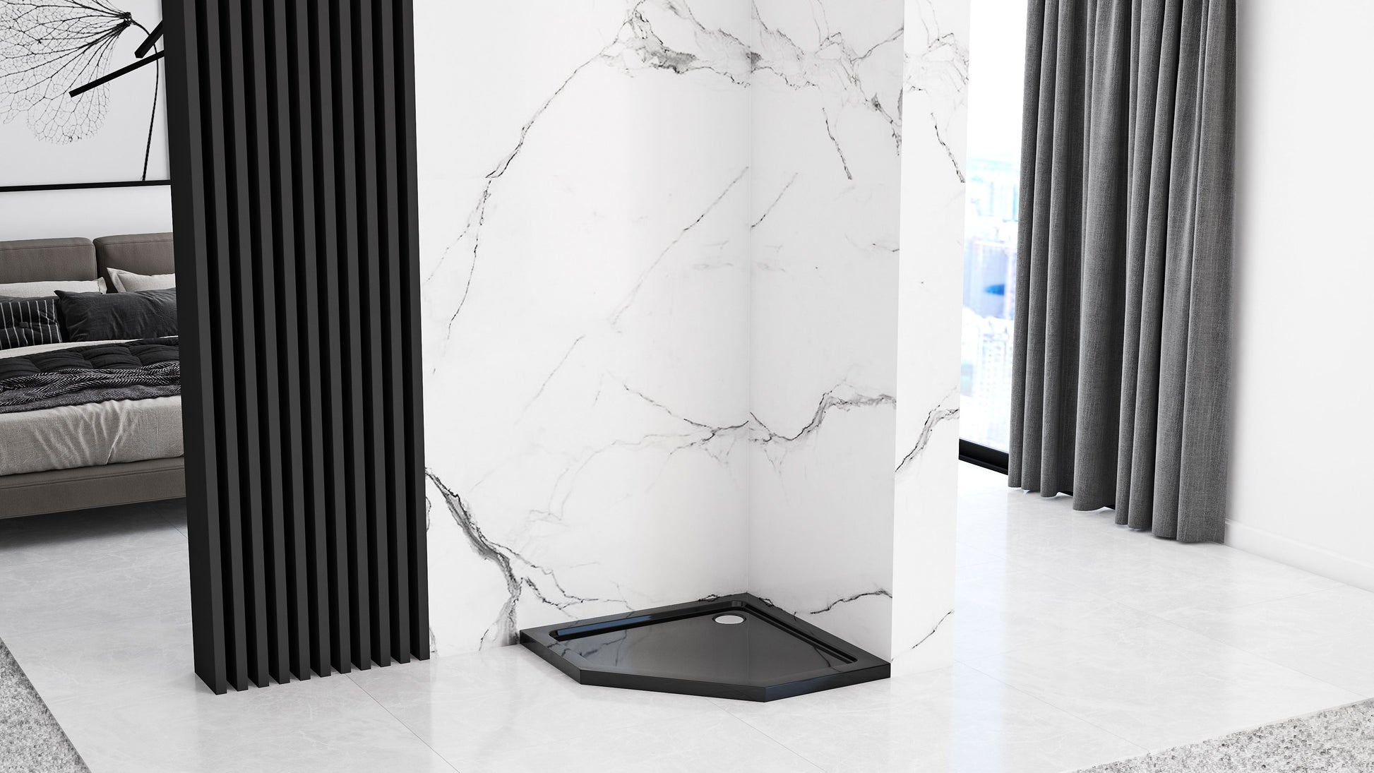 Zuhanytálca Diamond Black 90x90 7