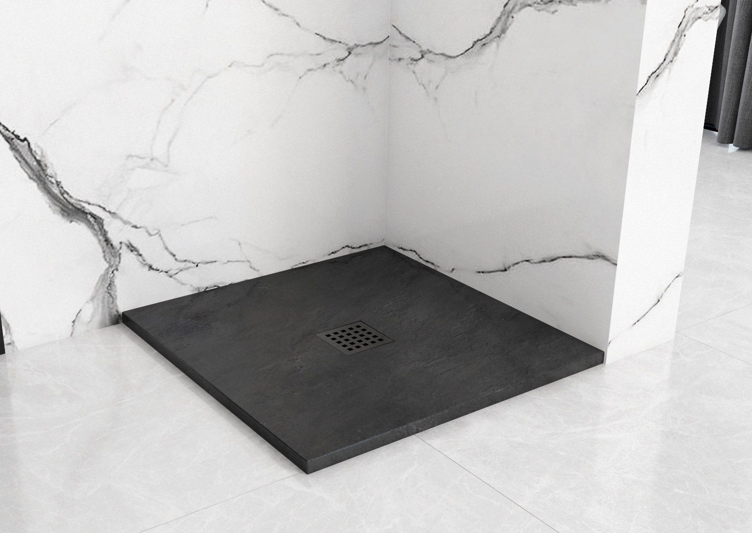 Zuhanytálca Rea Black Rock 90x90 3