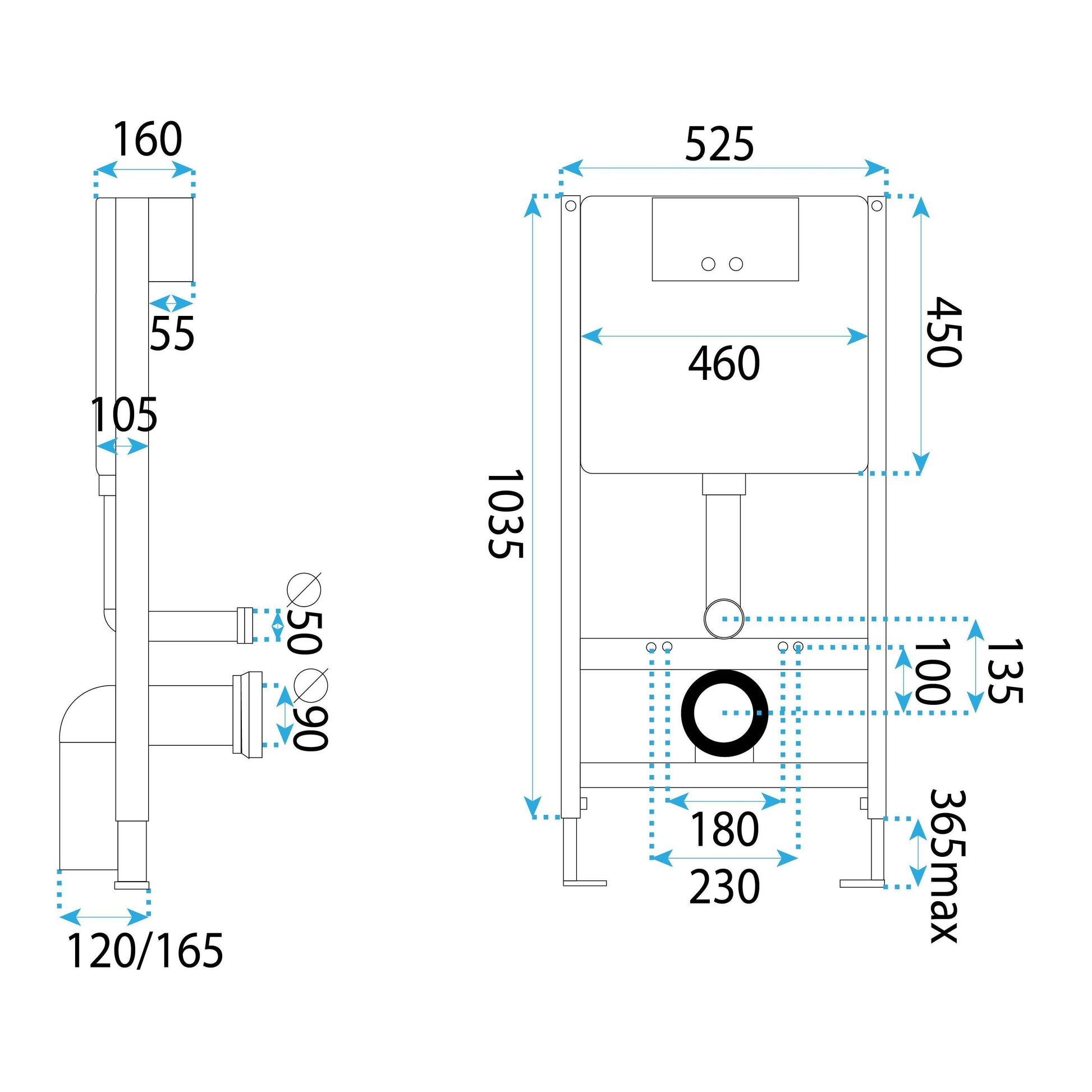 Falba Építhető Wc Tartály K011a-q T Black Glass 9