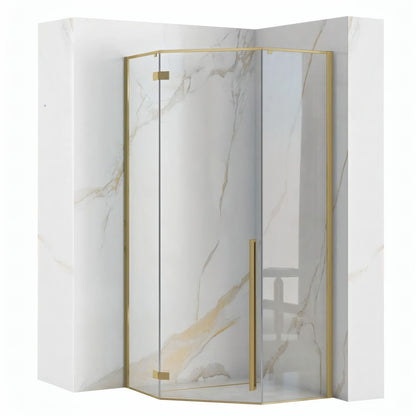Zuhanykabin Diamond 90x90 Brush Gold Fekete Diamond Zuhanytálcával 1