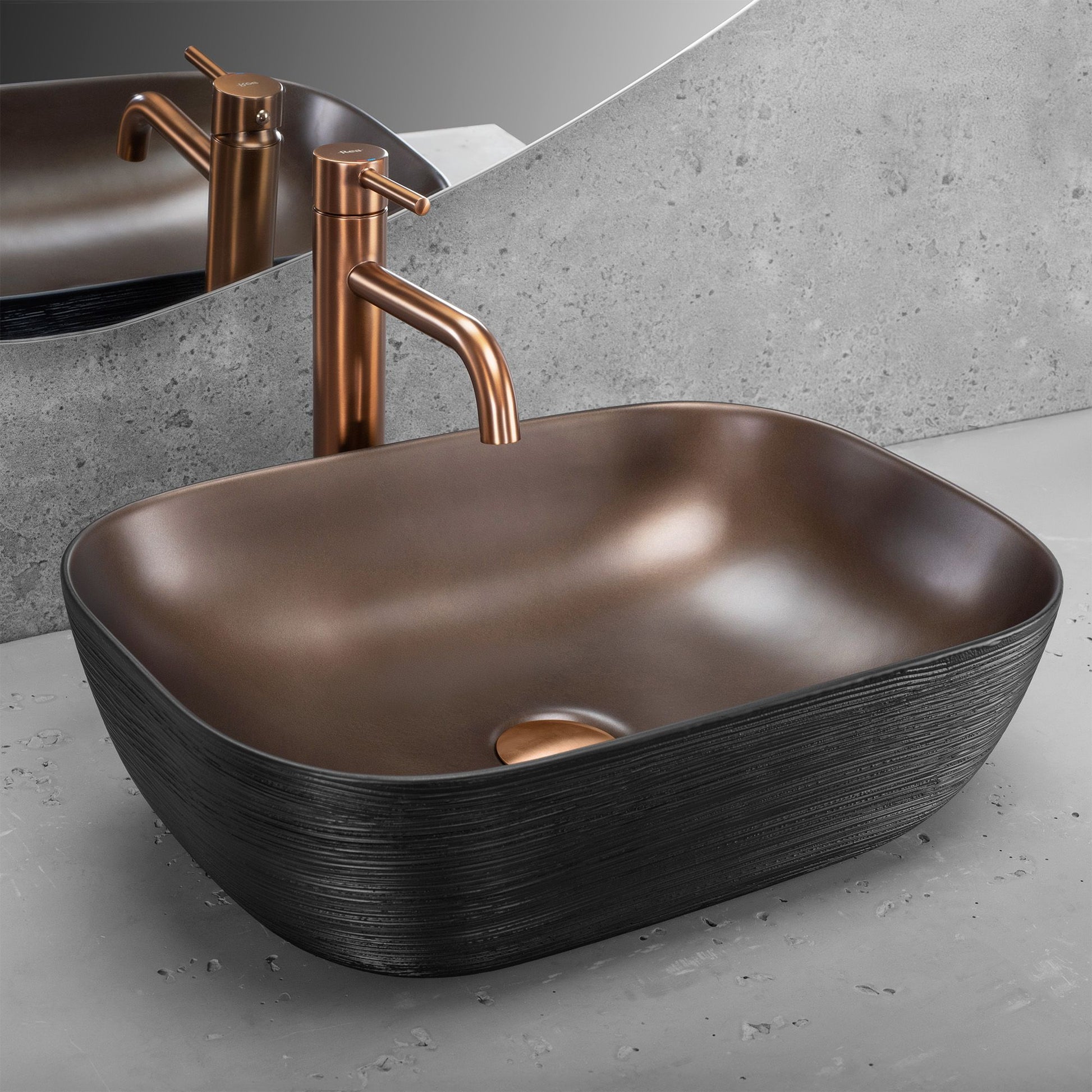 Pultos Mosdókagyló Rea Belinda Copper Brush / Black 2