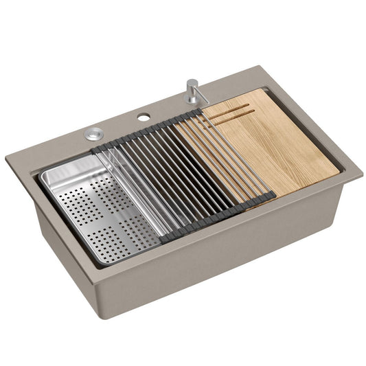 Gránit Mosogató Marc 110 Workstation Beige Acél 1